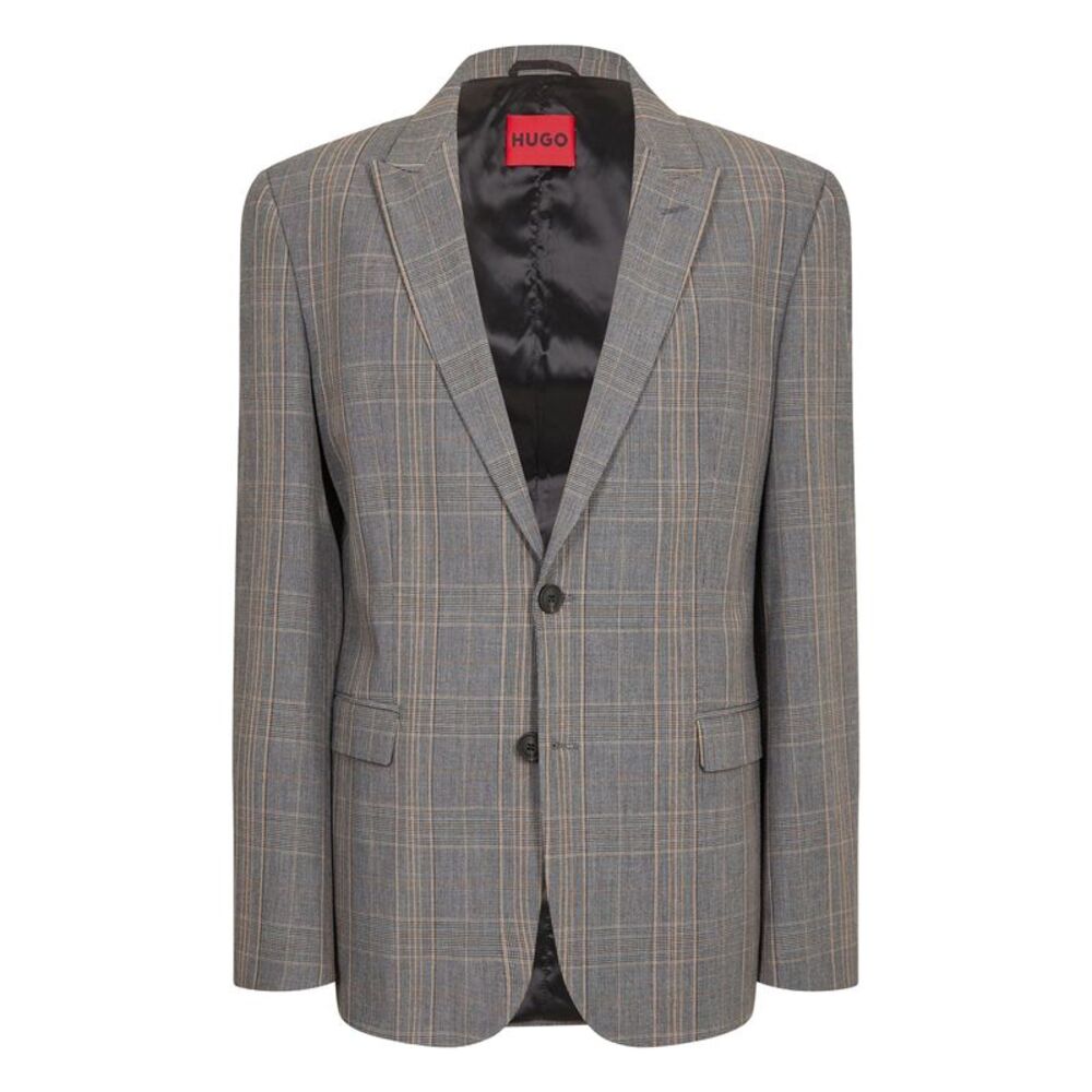 Hugo Mens Plaid Flap Pocket Regular Blazer / Medium Brown